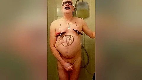 Satan slave takes a perverted piss enema